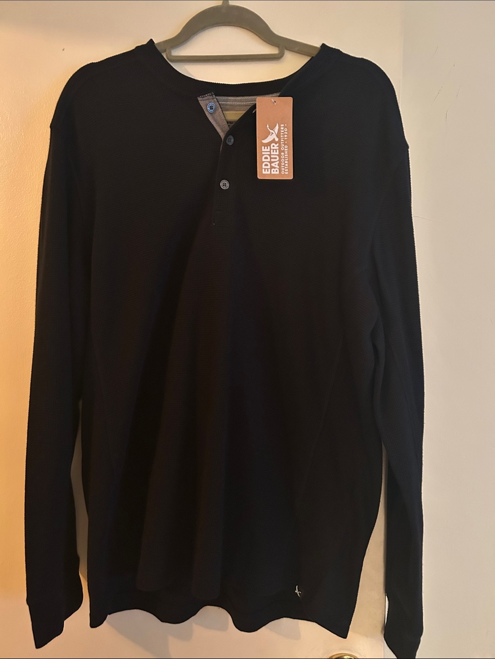 Eddie Bauer Black Long-Sleeve Henley Shirt